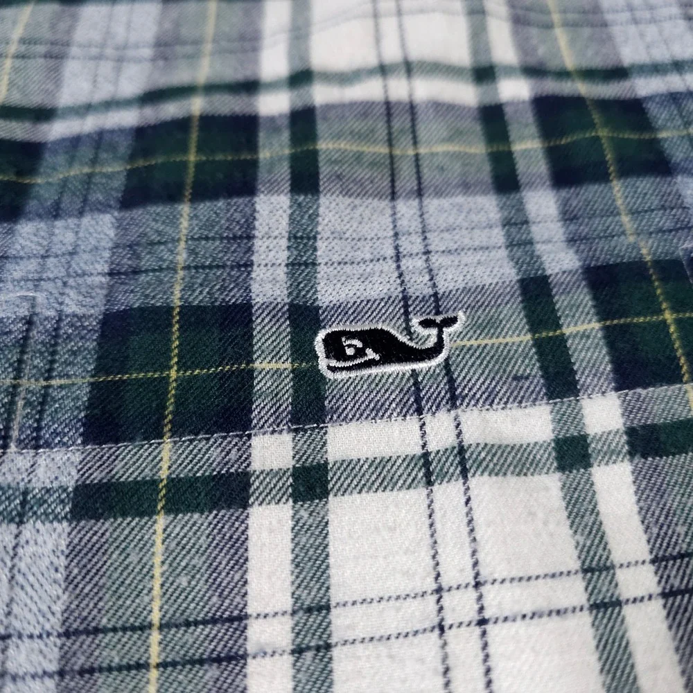 Vineyard Vines Button Down Shirt Mens‎ Small Green Plaid Performance Slim Tucker